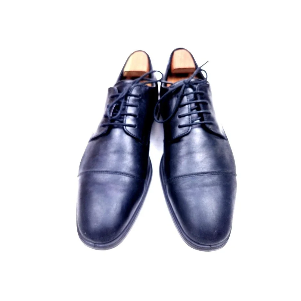 Ecco Melbourne Cap Toe Oxfords Men's Black Leather Shoes sz 44 US 10-10.5